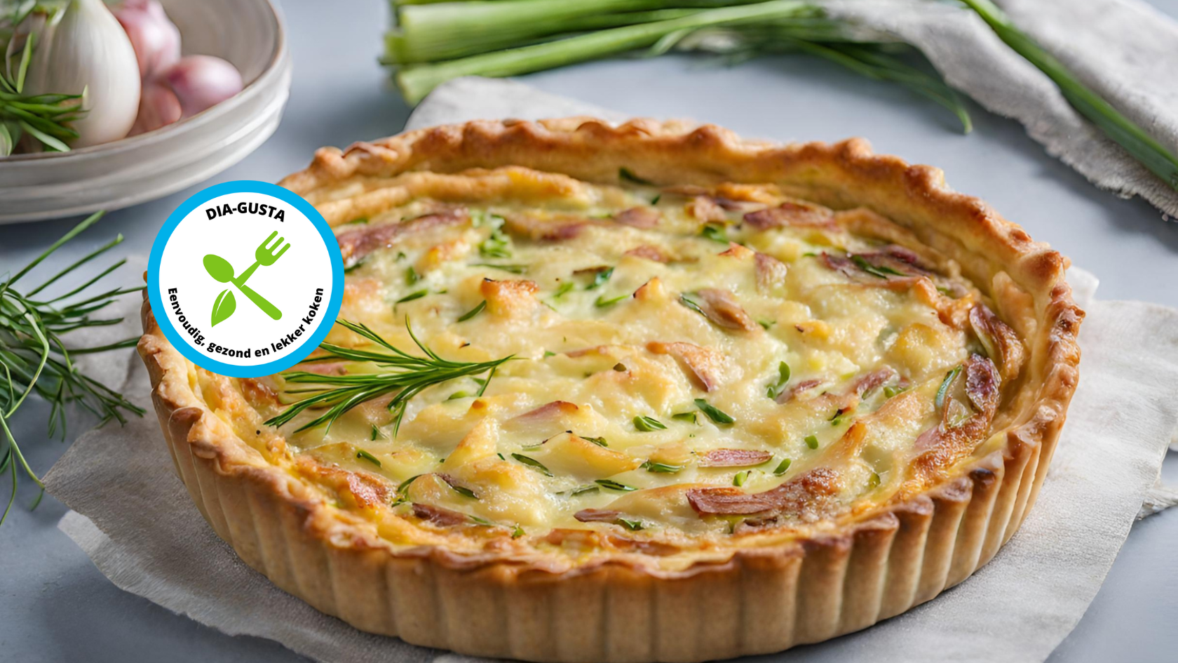 Quiche ham prei bieslook