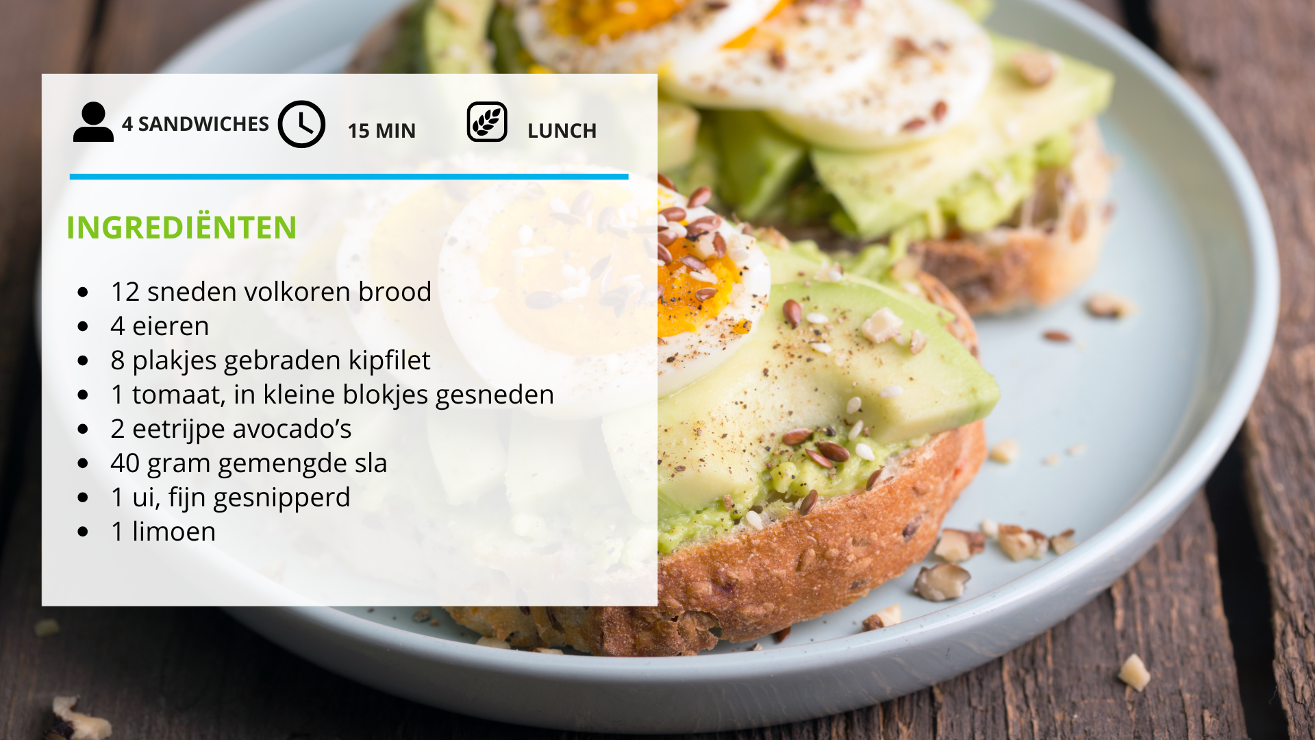 Ingrediënten avocado en ei